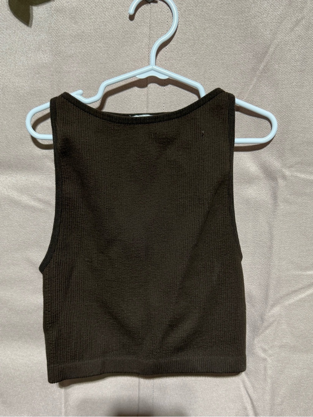 Cotton On Dark Brown Ribbed Cropped Tank xs